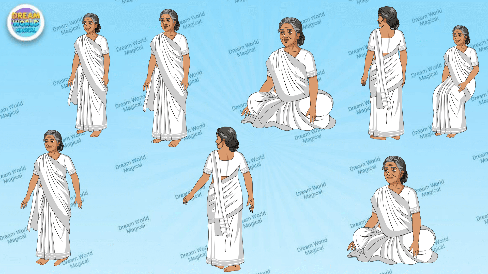 Premium old Poor Woman Character Animated Human Character
