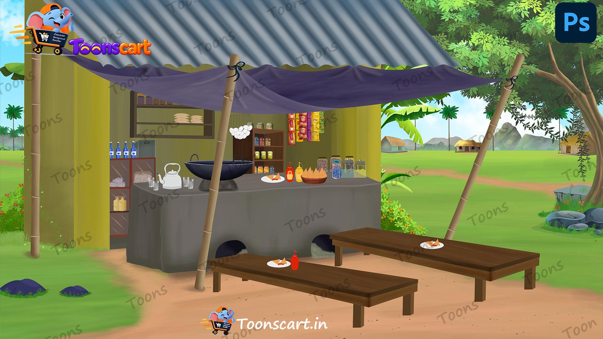 Indian Village Tea Stall Shop(Dukan) PSD High Quality Background