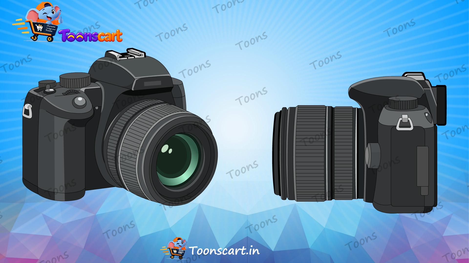 DSLR Camera Two Poses Set Animate CC Vector Prop