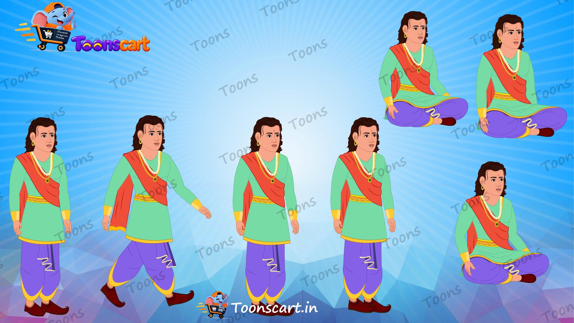 Indian Village King's Rajkumar Son Animated Human Character