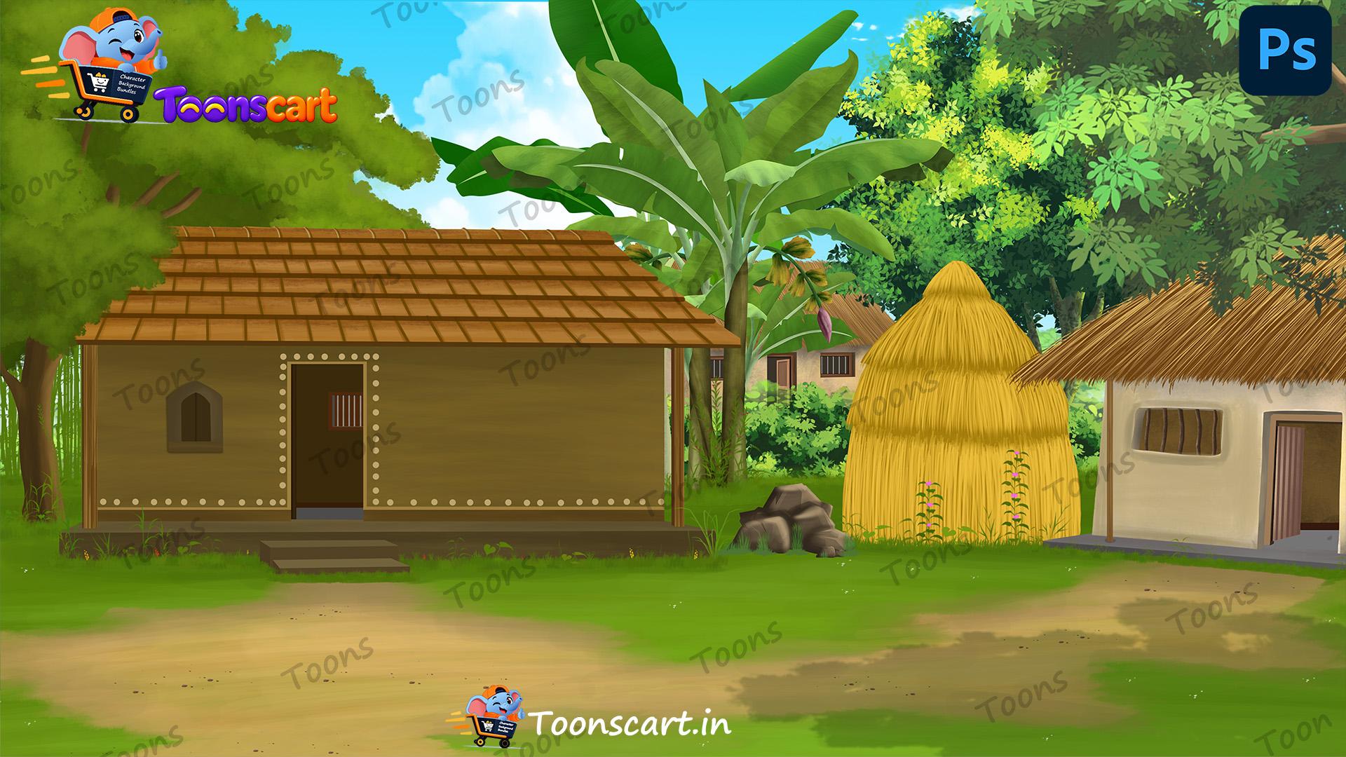 Indian Village Front Poor House PSD High Quality Background