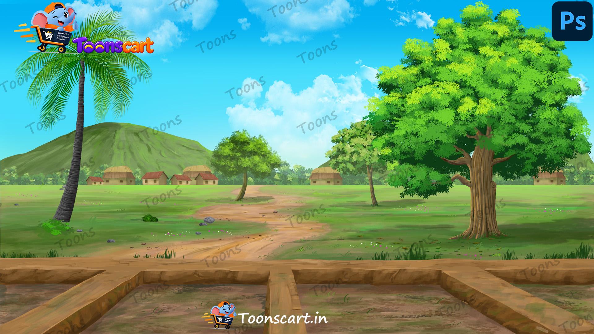 Indian Village Khet Front View PSD High Quality backgroung