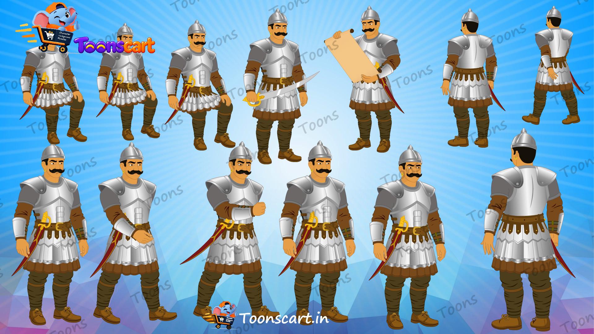Indian Village King Sipahi(Sainik) Animated Human Character