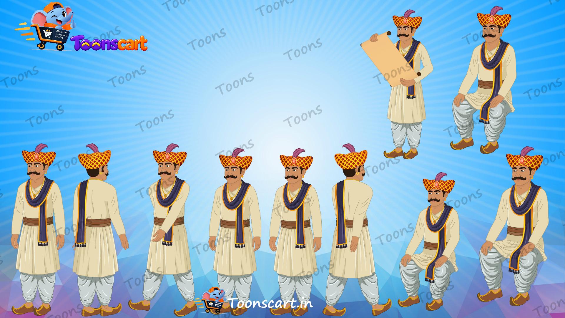Indian Royal King's New Mantri Animate Human Character