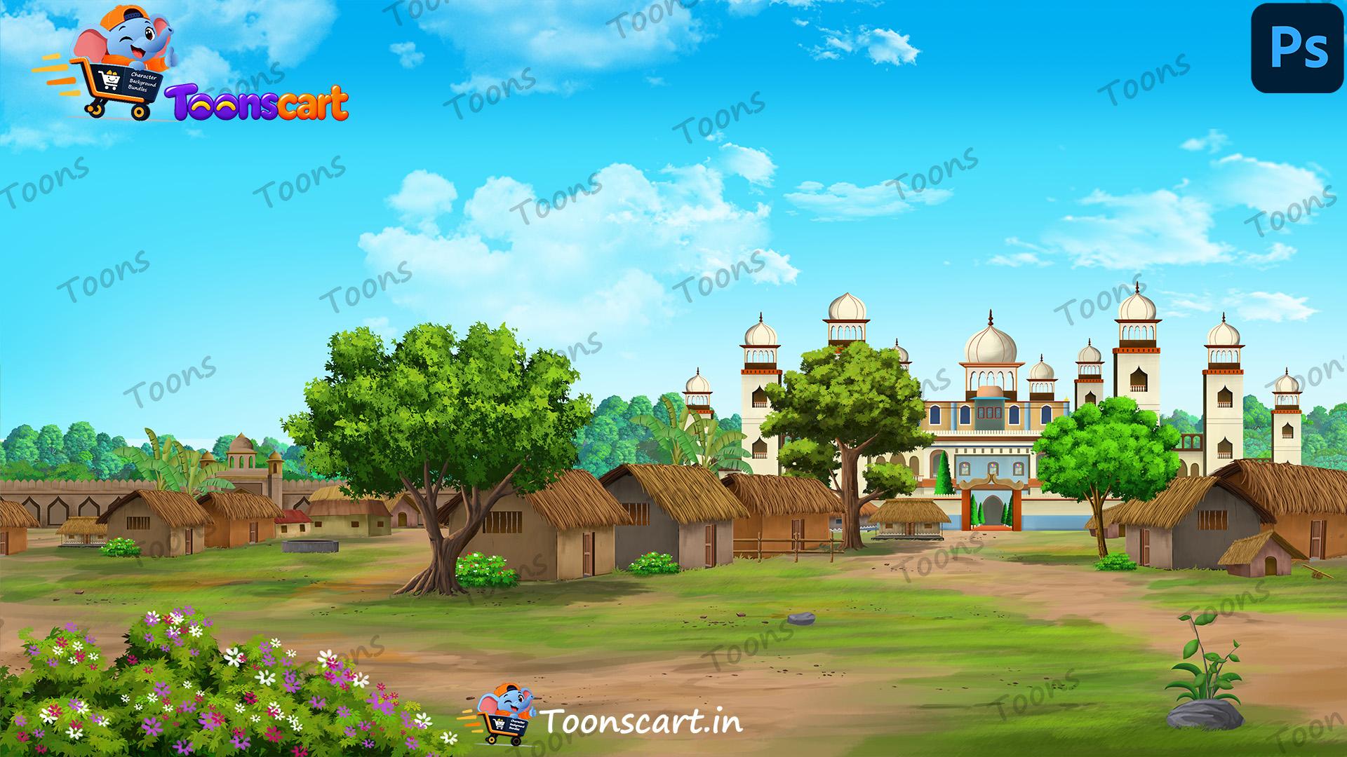 Indian Village and King's Palace View PSD High Quality Background