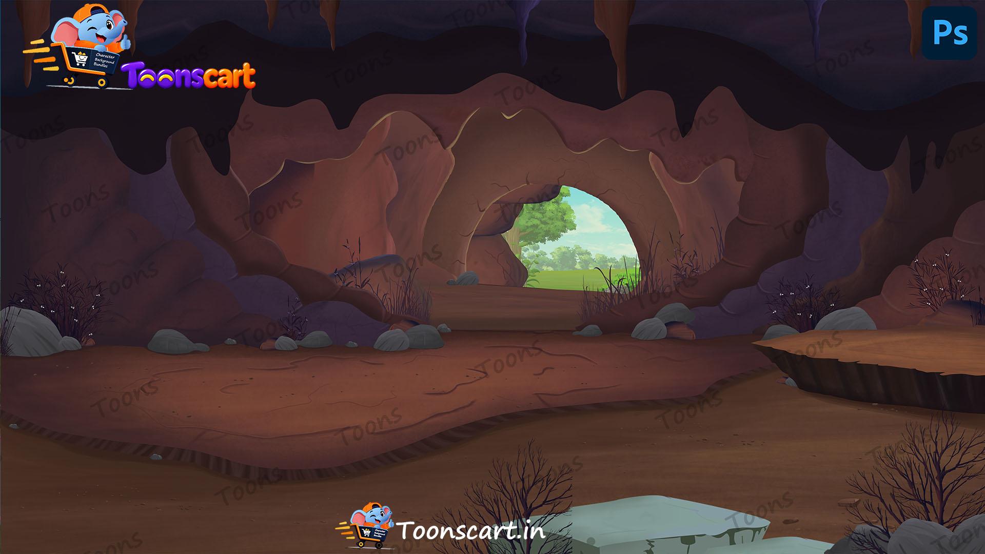 Premium Jungle Inside Cave PSD High Quality Background