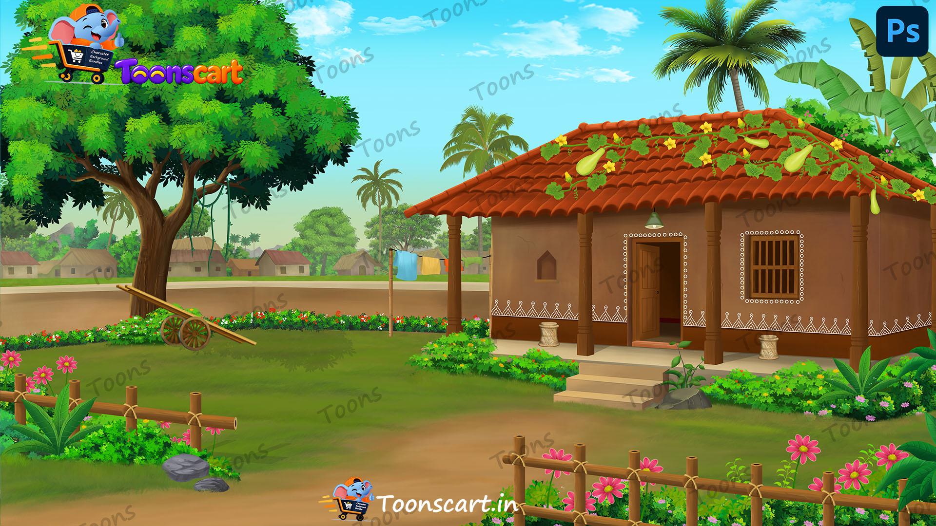 Indian Village Poor Kumhar(Potmaker) Hut View PSD High Quality Background
