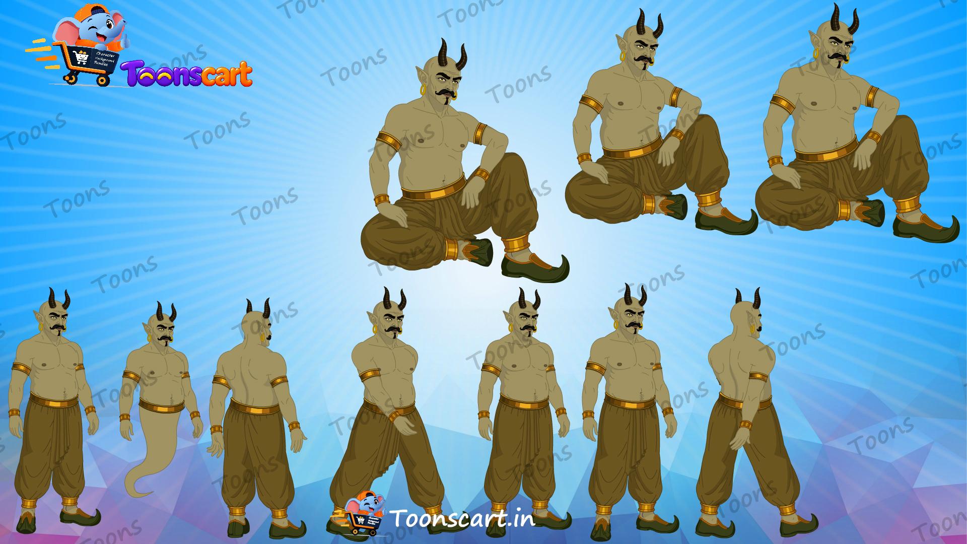 Village Jungle Danav Rakshas Grey Jinni Animated Human Character