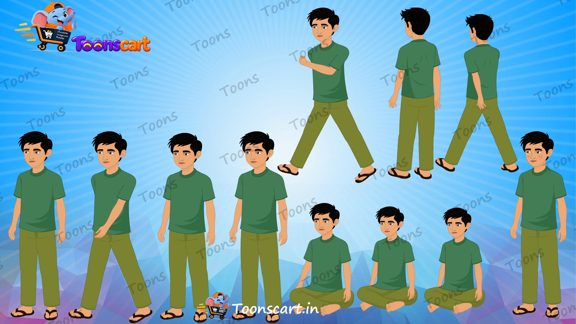 Premium Indian Village boy Animated Human Character
