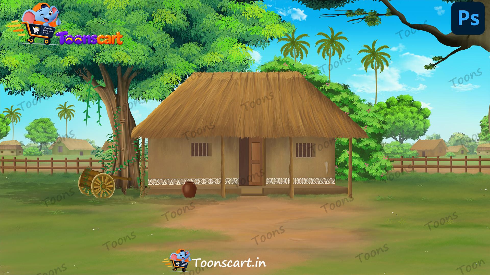 Indian Village Poor Kissan Hut Psd High Quality Background