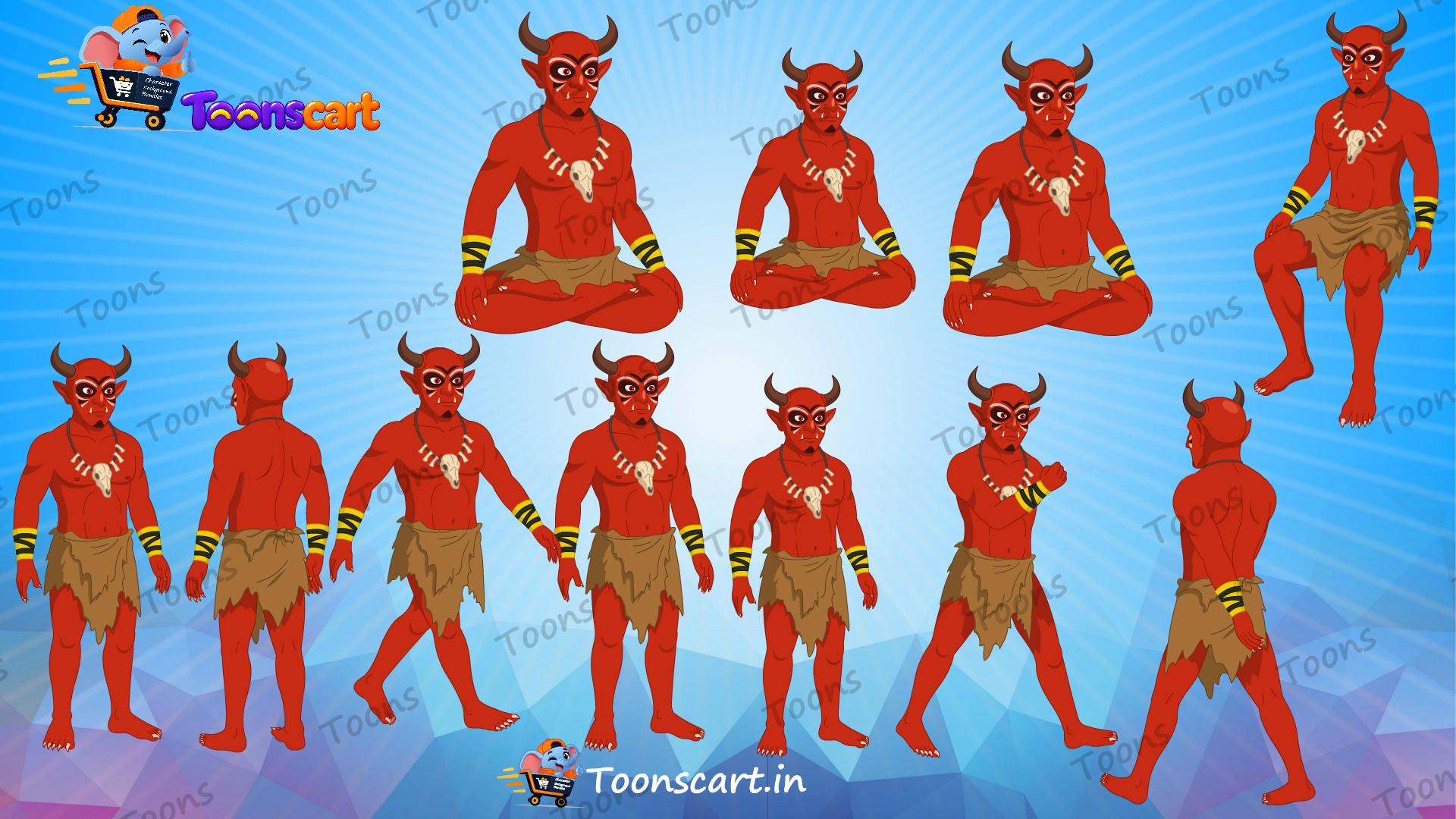 Village Jungle Rakshas Red Danav Animated Danav Character