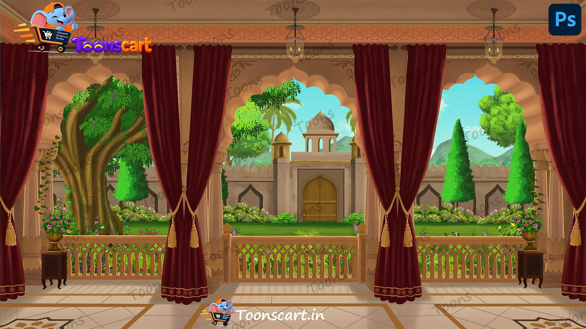 Premium King's Palace(Mahal Garden) PSD High Quality Background