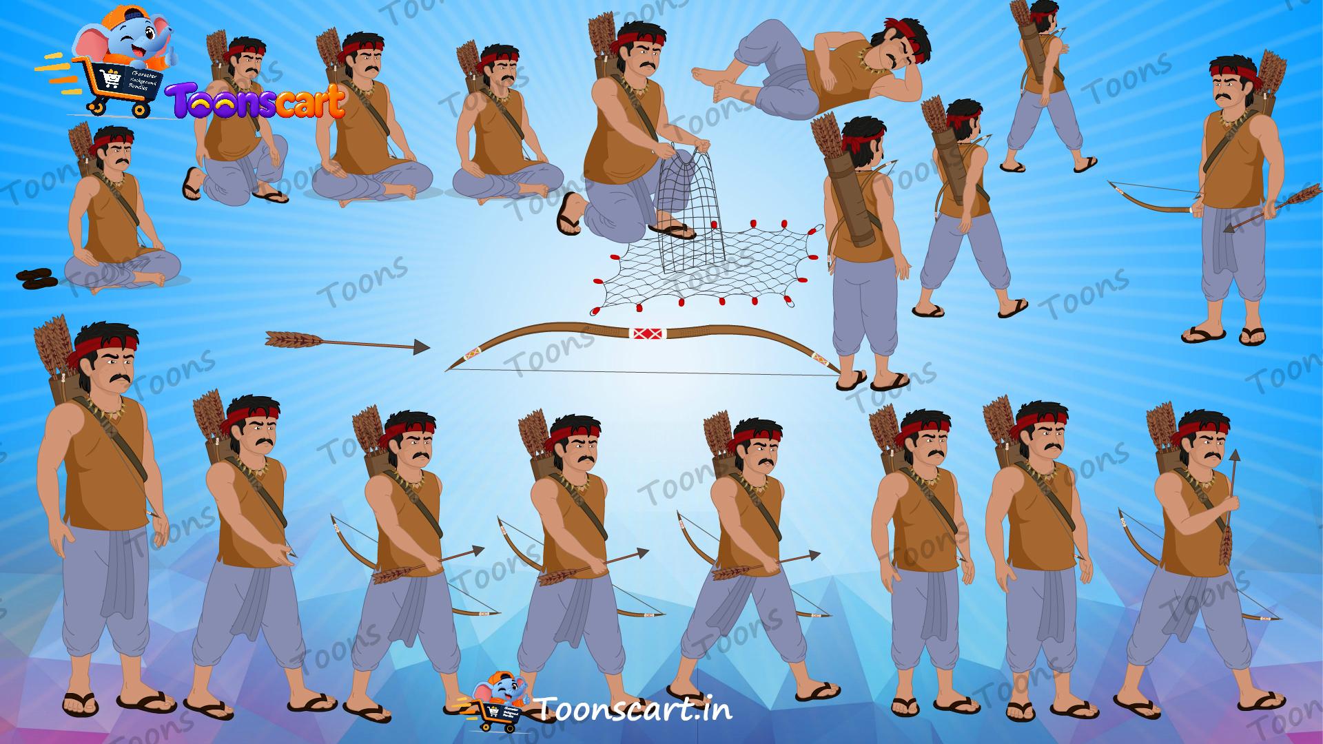 Premium Village shikari(Hunter)Poses set Animated Human Character