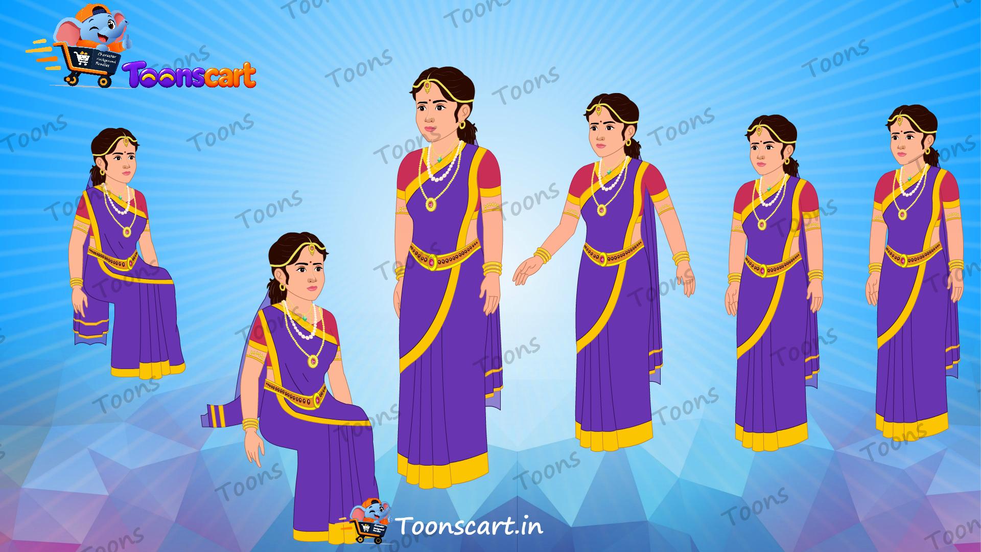 Indian Rani Queen(Rajkumari) Animated Human Character