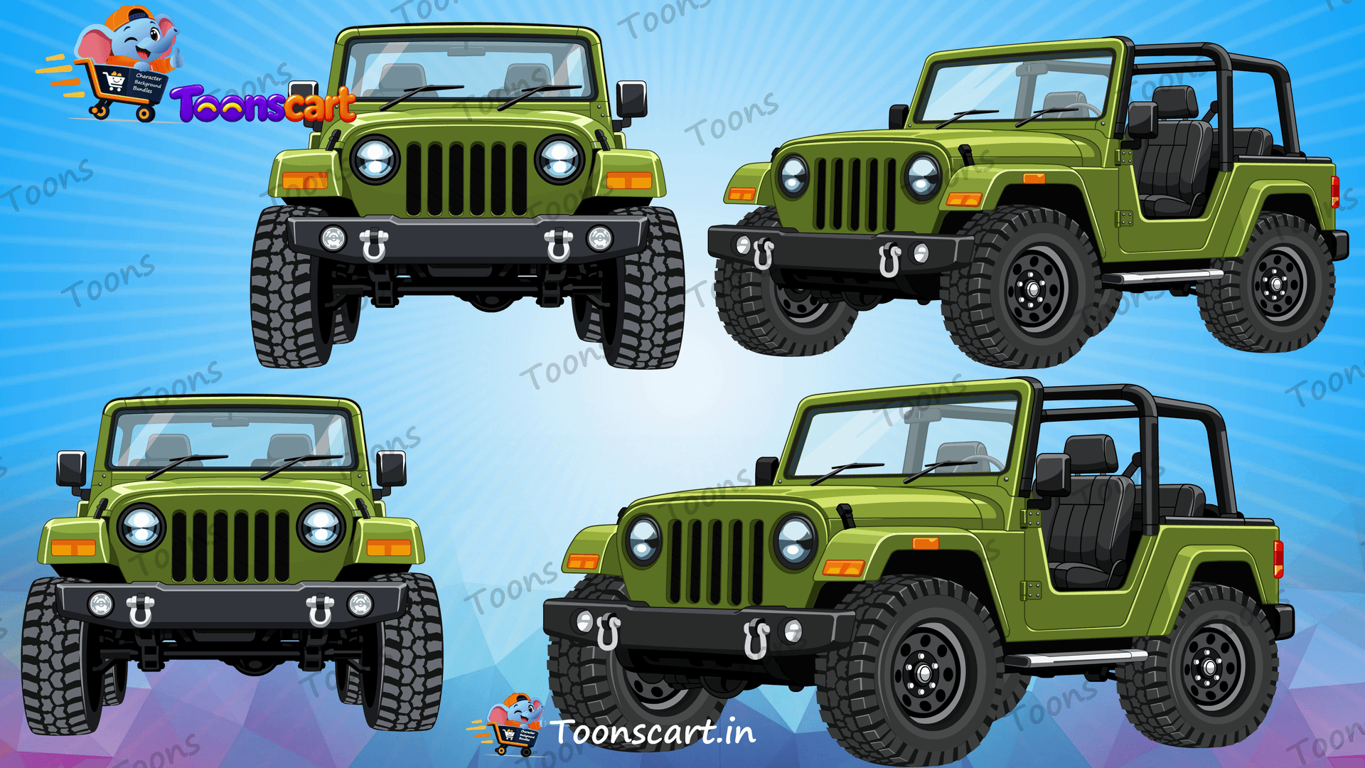 Indian Thar Jeep Car Vector And Animated Prop Animated Vector Prop