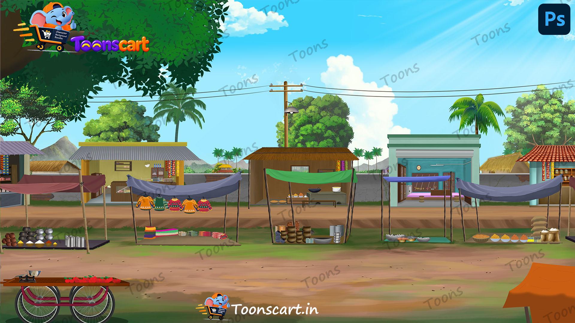 Indian Village Market(Bazar) PSD High Quality Background