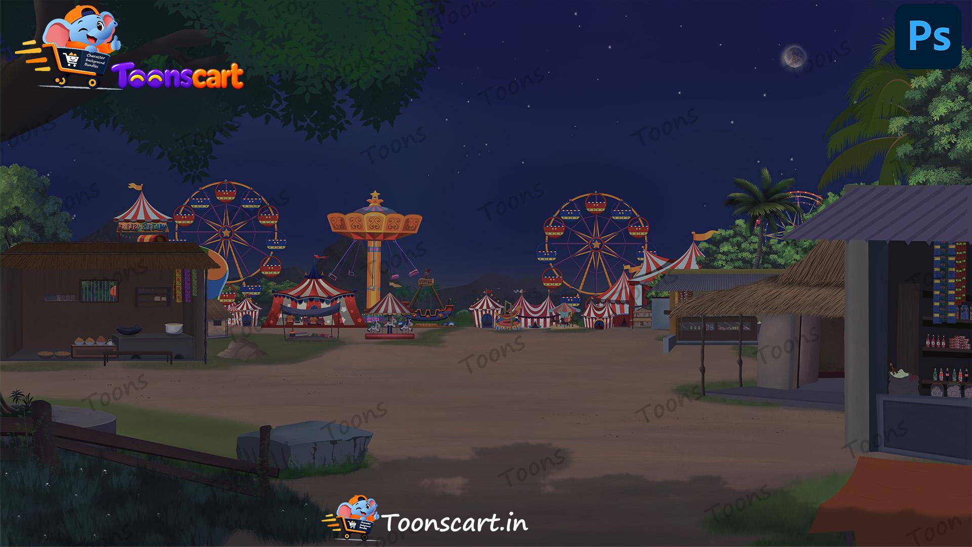 Indian Village Night Mela(Fair) PSD High Quality Background