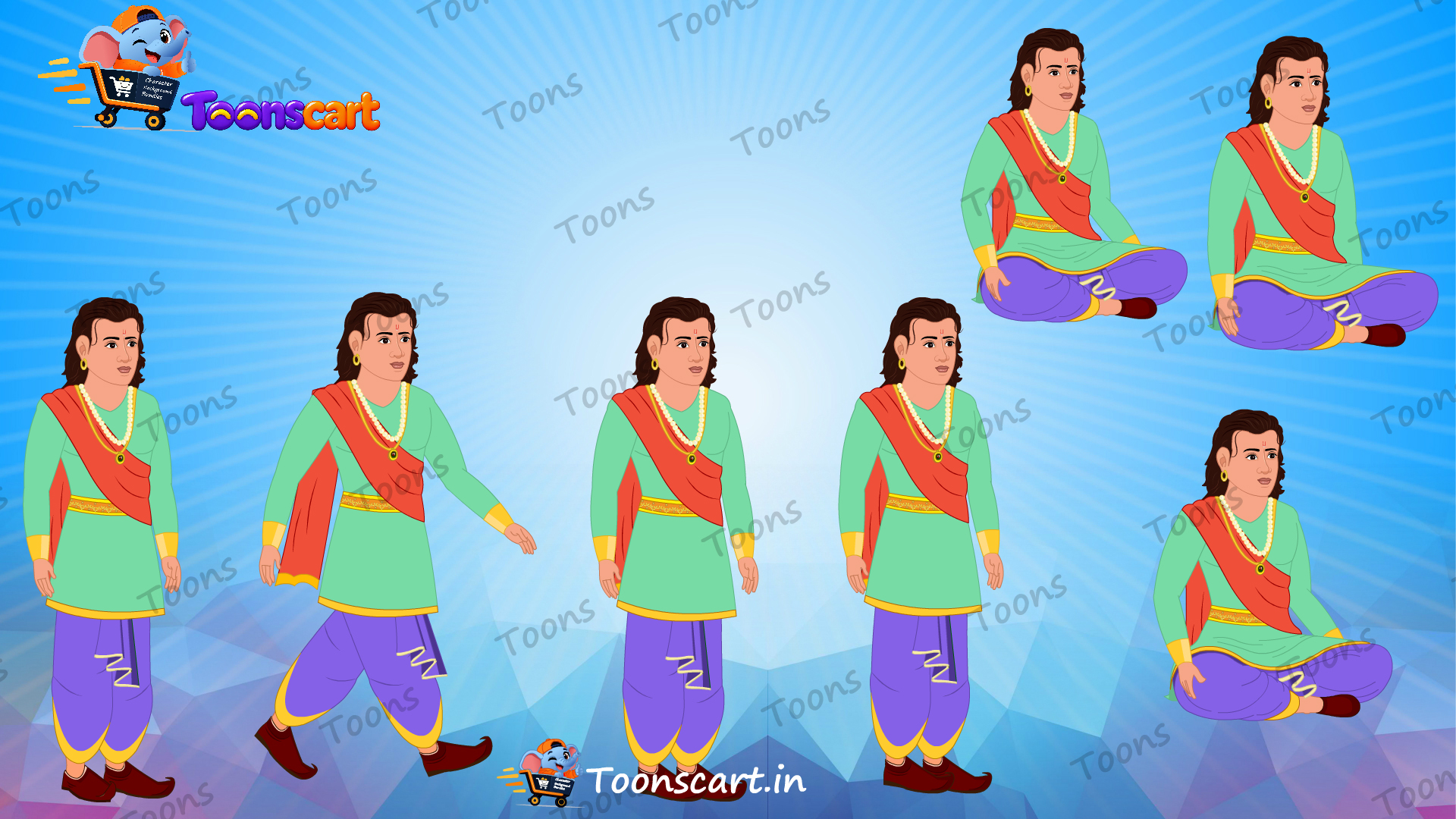 Indian Village King's Rajkumar Son Animated Human Character
