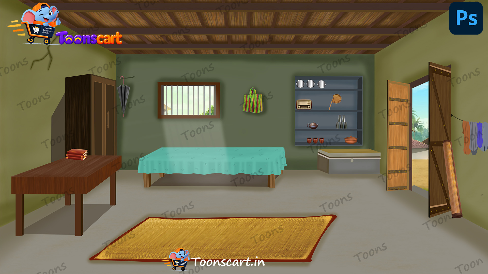 Indian Poor Village House Room Interior(Inside View) PSD HighQuality Background