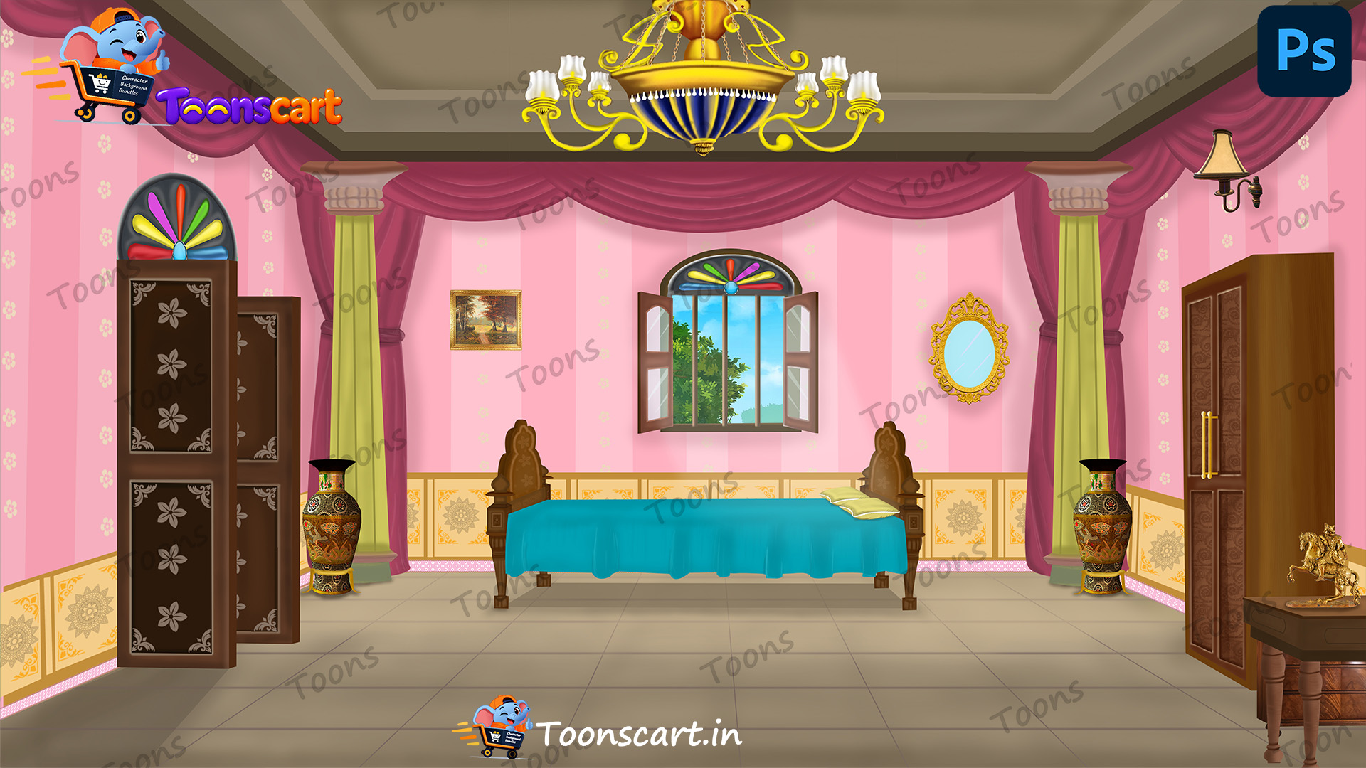 Premium King's Bedroom Interior PSD High Quality Background