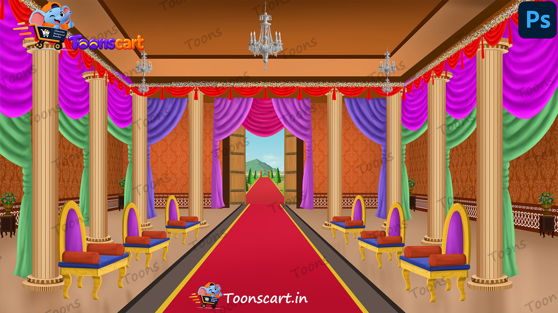 King's Darbar(Mahalsabha) Outside Courtroom View PSD High Quality Background