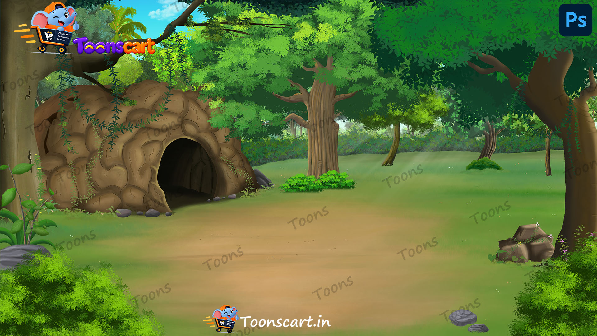 Premium Village Jungle Cave PSD High Quality Background