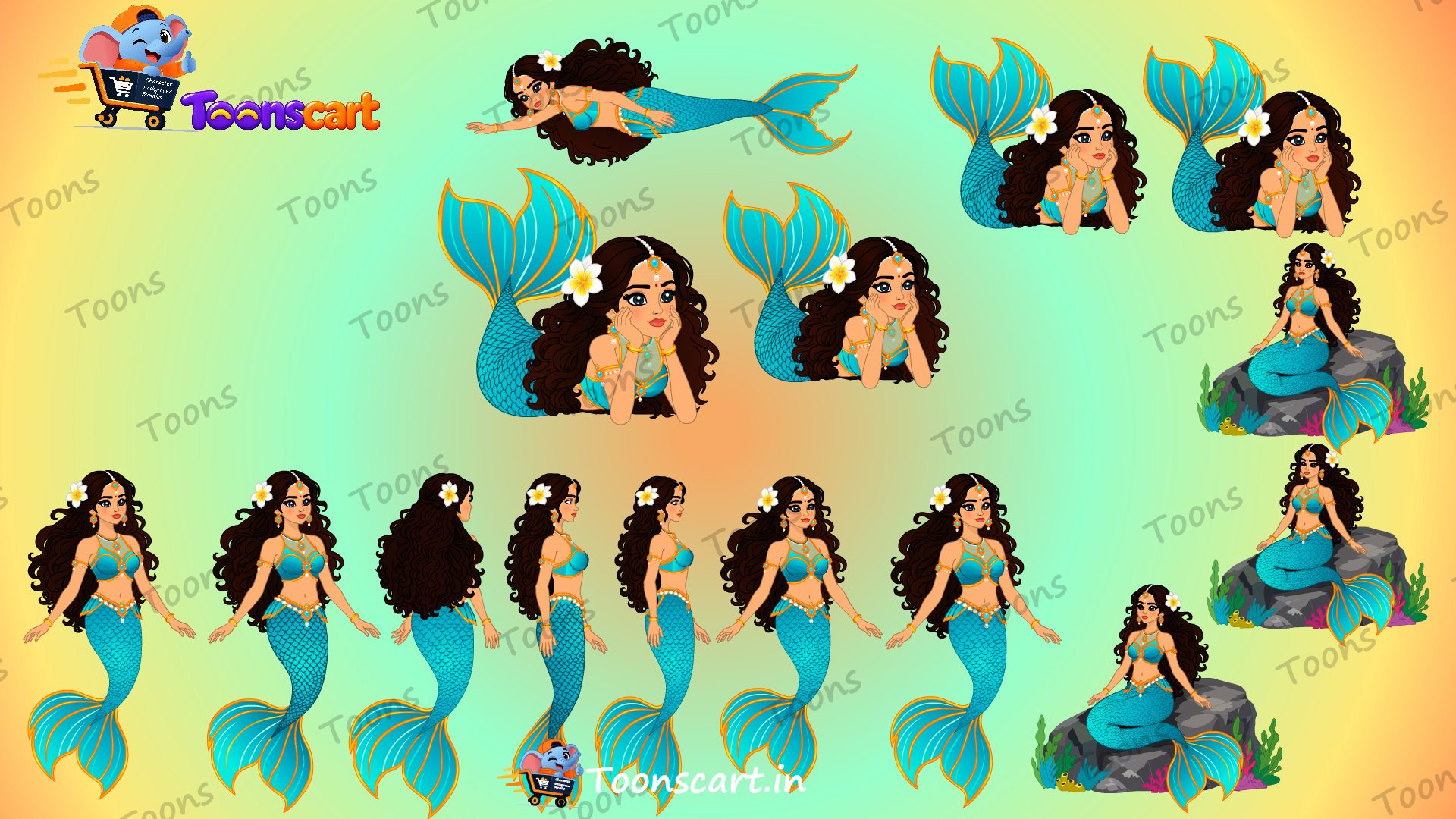 Premium 12+ Jalpari (Mermaid) Animated Poses Set