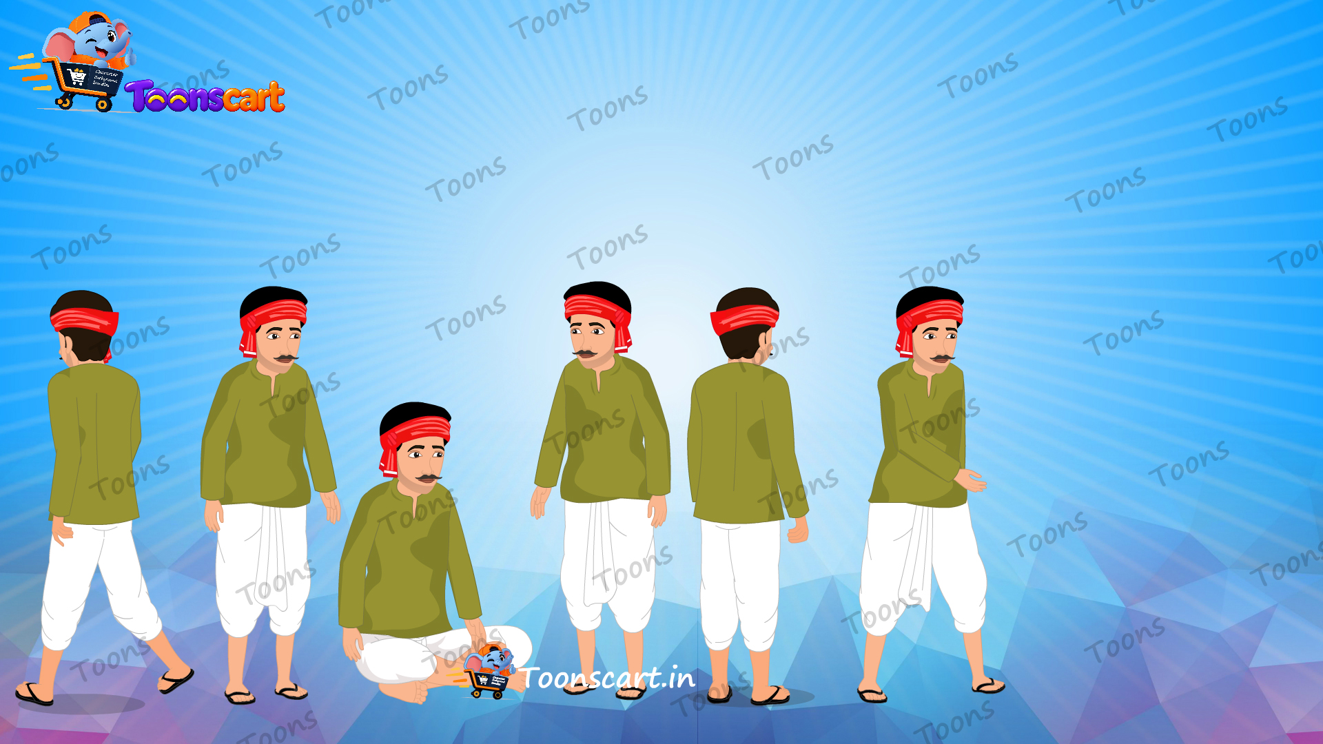 Indian Poor Village Man Animated Human Character